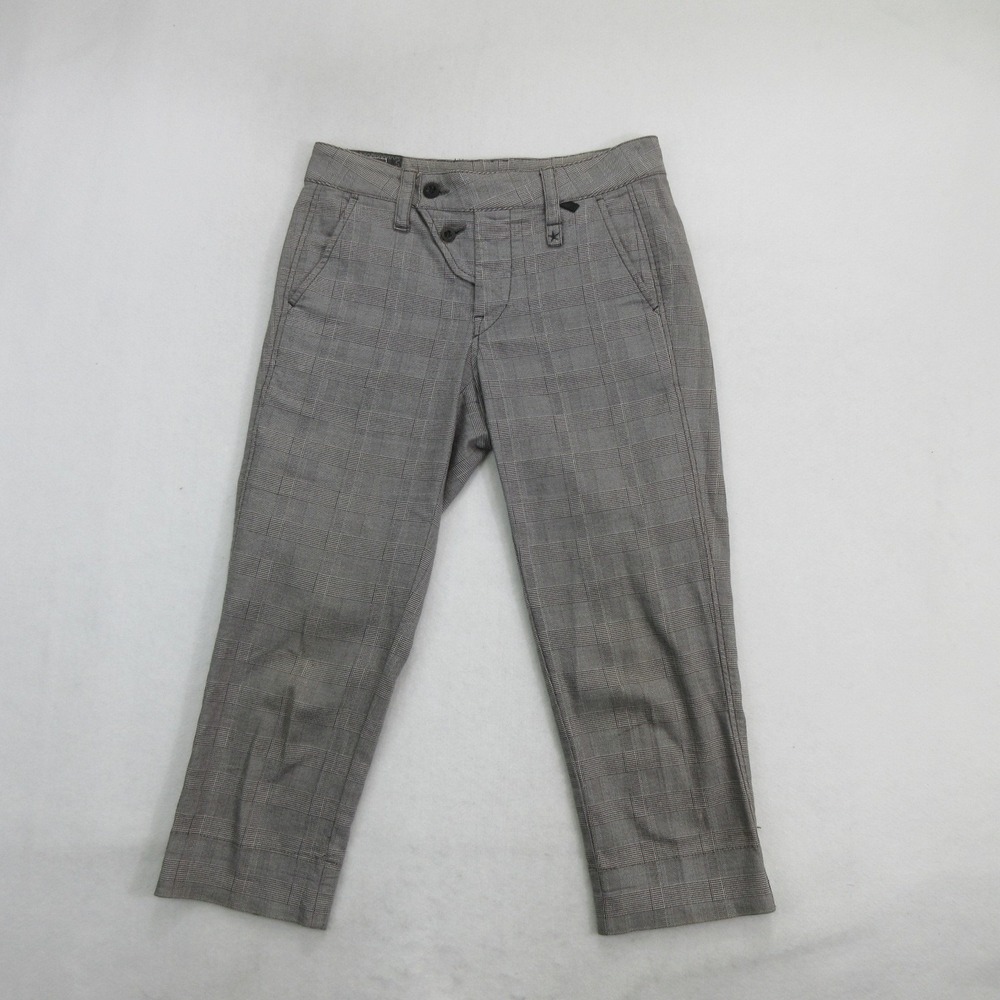 Marithe Francois Girbaud Women's Pants Size 27 Gray Plaid Cropped Made in Italy